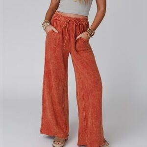 NWT Women's Orange/Rust Wide-Leg Pants